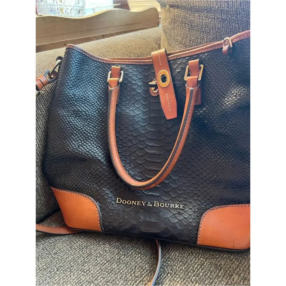Dooney & Bourke Black and Brown Snakeskin Leather Bag